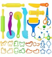 LCY WEDSHI Dough Tool Set, 32 Pcs Dough Tools Sets for Kids Ages 4-8, Dough Accessories Includes ...