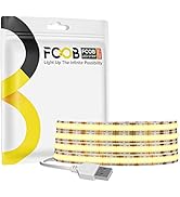 FCOB USB LED Light Strip 6.56FT, 5 Volt USB Powered COB LED Tape Lights, 6000K Daylight White 8mm...