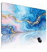 Blue and Gold Marble Mouse pad, Micro-Woven Fabric Mouse, with Sewn Edges, Anti-Slip Rubber Base,...