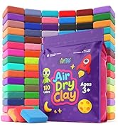 FlyFlag Air Dry Clay - 100 Colors, Ultra Light and Soft, Non-Toxic Modeling Clay for Kids with To...