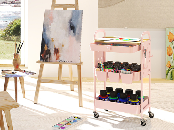 metal rolling cart with wheels