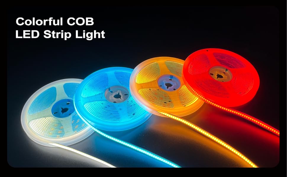COB LED STRIP LIGHT red pink purple orange 16.4ft diffuser 8mm cuttable warm diffused
