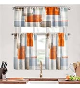 MCALK Orange Kitchen Curtains Tiers and Valances Set 3 Piece for Windows Beige Kitchen Window Cur...