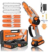 6 Inch Mini Chainsaw Set Plus, Cordless Portable Electric Chainsaw With 2pcs 2000mah Batteries, 3...