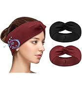 BULYPAZY 2-Pack Headband Headphones with Thin HD Speakers, Bluetooth Headband for Women, Stylish ...