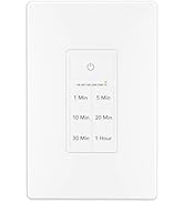 BN-LINK Countdown Timer Switch for Exhaust Fan, Bathroom Fan Light Switch Timer 1-5-10-20-30-60mi...