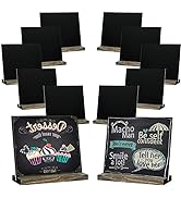 Small Chalkboard Sign with Stand, 5 X 6 Inch Vintage Wooden, Set of 12 Pack, Mini Chalkboard Sign...