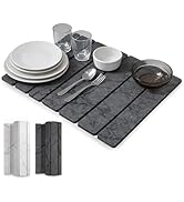 Dish Drying Mat for Kitchen Counter, Stone Drying Mat 16" x 12" with 7 Foldable Strips, Super Abs...