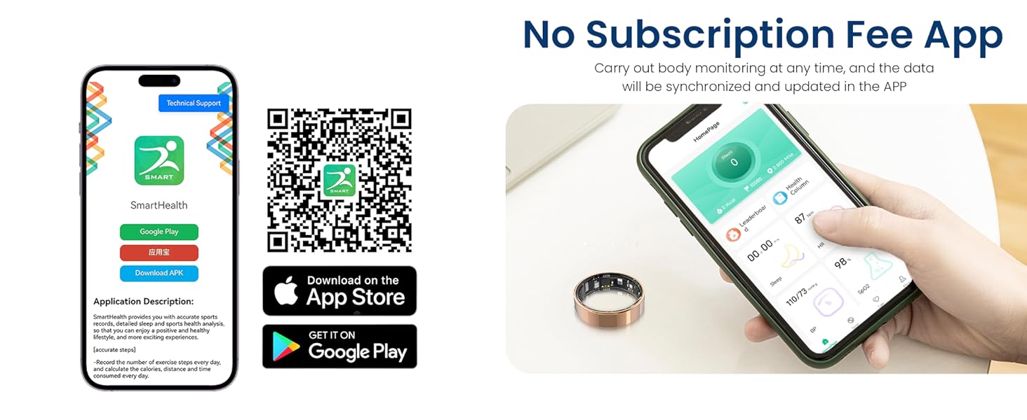 Step Counting,for iPhone and Android,Waterproof smart blood pressure monitor,No Subscription Fees