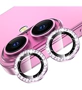 YWXTW Camera Lens Protector for iPhone 16/iPhone 16 Plus, Individual Bling Diamond Metal Ring Tem...