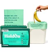 HoldOn Compostable Small Kitchen Bags, 4 Gallon - Leak-Resistant Triple-Ply Tie-Top Compost Bin B...