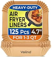 Small Air Fryer Liners Disposable, 2 QT Parchment Paper for COSORI 2.1 Qt Air Fryer, 125PCS 4.7 I...