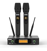 KYXAIN Wireless Microphone, Metal Dual Professional UHF Cordless Dynamic Mic Handheld Microphone ...