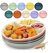 ZAVOOS 10 Pack Chip Dip Serving Platter, 10 Inch Plastic Divided Dumpling Plate with Dipping Sauc...