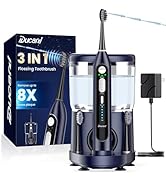 Electric Toothbrush with Water Flosser Combo: 3 in 1 Rechargeable Flossing Toothbrush for Adults,...