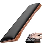 ASFSKY Keyboard Wrist Rest, Ergonomic Memory Foam Wrist Pad with PU Leather &amp; Wooden Base, Non-Sl...