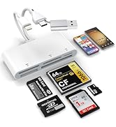 5-in-3 Memory Card Reader, Lightnin-Type C-USB A three Connector to SD/TF/CF/Micro SD/XD/MS USB O...
