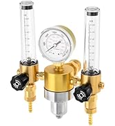 Mtsooning Dual Output Argon Regulator, Gas Flow Meter Mig Tig 0-60CFH CGA580 Inlet 5/"8 UNF-18RH ...