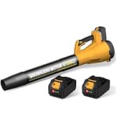 Leaf Blower, Cordless Leaf Blower with 2 X 4.0Ah Battery and Charger, 6 Speed Mode Electric Leaf ...