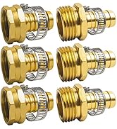 Hourleey Garden Hose Repair 1/2 Inch, Aluminum Mender Hose Connector Fitting with Clamp, Fit 1/2"...