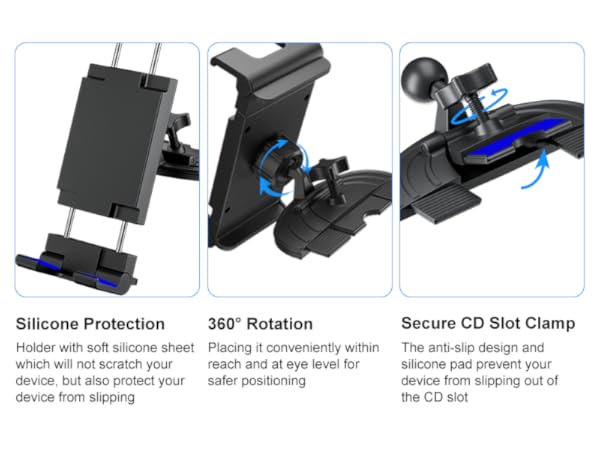 PLDHPRO iPad Holder for Car CD Slot, Adjustable Tablet Mount Air Vent Stand