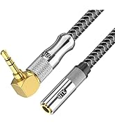 EMK Right Angle Headphone Extension Cable, 90 Degree 3.5mm Stereo Audio Extension Cable TRS Aux C...