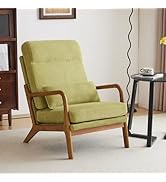 Karl home Mid-Century Modern Accent Chair, Living Room Chairs with Pillow High Back Corduroy Upho...