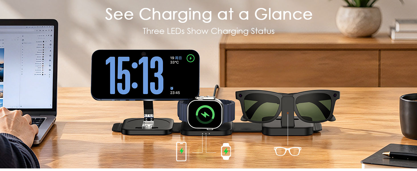 3 in 1 meta foldable charging station rayban apple watch iphone