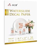 A-SUB Waterslide Decal Paper for Inkjet Printers 20 Sheets Clear Water Slide Transfer Paper 8.5x1...