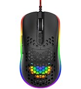 RaceGT RGB Gaming Mouse, Ultra-Lightweight Honeycomb Shell, LED Lightweight Smooth Glide PTFE Fee...