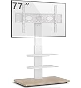 Rfiver Universal Floor TV Stand with Swivel Mount and Wood Base Space Saving for 40-77 Inch LED L...