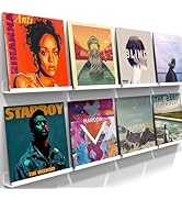 ILYXY Acrylic Vinyl Record Holder 8 Pack, 12 Inch White Vinyl Record Wall Mount, Floating Vinyl S...
