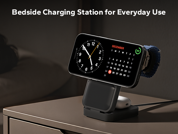 3 in 1 bedside charging station apple iphone foldable