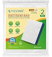 TICONN 2PK Plastic Mattress Bag for Moving Storage, Waterproof Mattress Protector Cover, Heavy-Du...