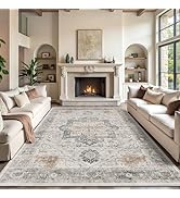 Rugland 8x10 Area Rugs - Stain Resistant Washable Rug, Anti Slip Rugs for Living Room, Vintage Tr...