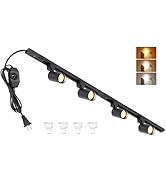 3-Color Dimmable Plug in Track Lighting with Power Cord, 4-Light Black | 13FT Dimmable Plug Cord ...