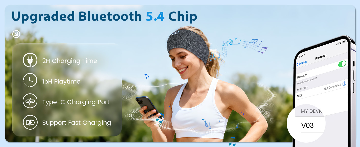 Rechargeable Headband Wiless Music Ear Muffs Portable Travel Essentials Gift for Women Men Mom