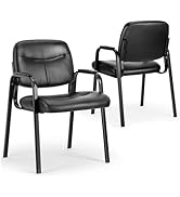 Sweetcrispy Office Reception Guest Waiting Room Chairs Set of 2, Leather Stationary Chair No Whee...