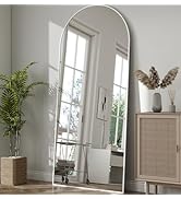 Prywot Full Length Mirror, 71"x30" Arched-Top Floor Mirror, Free Standing Mirror, Modern Full Bod...