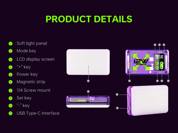 VILTROX Magnetic RGB Video Light 360° Full Color Portable LED Camera Light Panel