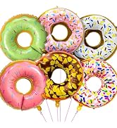 Donut Foil Balloons 32 Inch 6 Pack Sweet Theme Party Decorations Birthday Dessert Celebration Bab...