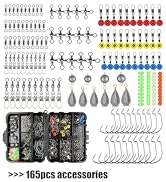 EXAURAFELIS Fishing Accessories Kit Including Head Jigs Hooks Leader Rigging Sinkers Weights Swi...