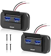 Thlevel 12V RV USB Outlet with Power Switch 36W Dual QC3.0 USB Quick Charge Socket 12V 24V Car Ch...