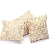 Kryoflare 2Pcs Burlap Jewelry Display Pillows Beige Linen Cushions Small Bangle Cushions for Brac...