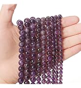 45pcs 8mm Natural Stone Beads Amethyst Beads Energy Crystal Healing Power Gemstone for Jewelry Ma...