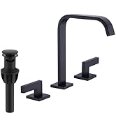 DIKUROOMS Matte Black Bathroom Faucet 3 Hole, Brass 8 Inch Widespread 2 Handle Vanity Sink Faucet...