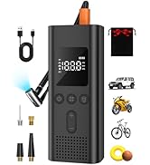 AIRSURE Tire Inflator Portable Air Compressor, 150 PSI Fast Inflation Cordless Air Pump with LED ...