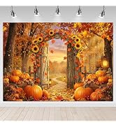 Mocsicka Fall Photography Backdrop Autumn Pumpkin Harvest Banner 7x5ft | Happy Fall Decorations B...