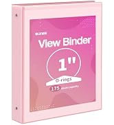 SUNEE 3 Ring Binder 1 Inch 1 Pack, Clear View Binder Three Ring PVC-Free (Fit 8.5x11 Inches) for ...