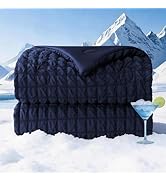 bedsmile Seersucker Cooling Comforter Queen Size, Q-Max 0.45 Reversible Cooling Blanket for Hot S...